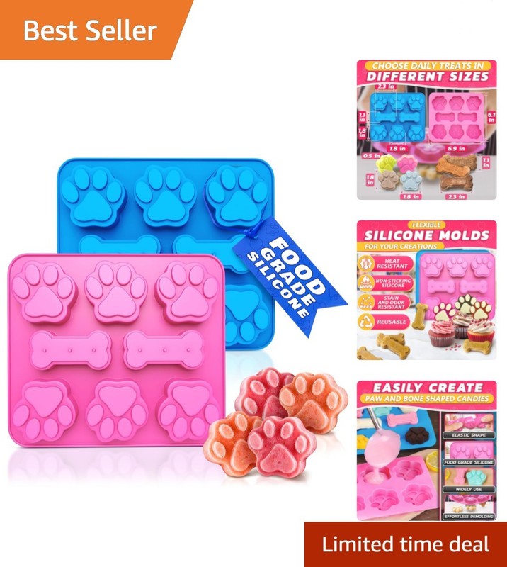 2 Pcs Dog Treat Molds Silicone – Frozen Dog Treat Molds for Baking and Freezi…