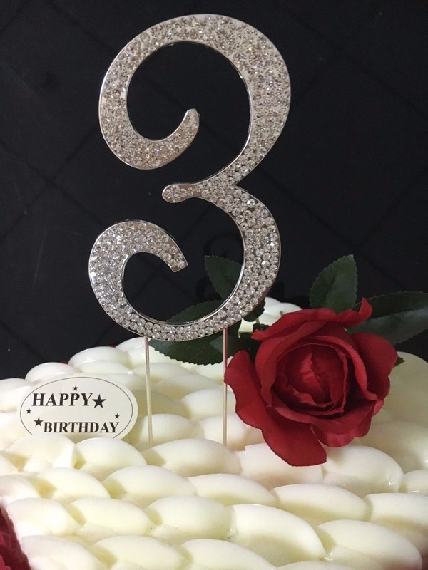 Diamante Rhinestone Cake Topper Gold & Silver Single Numbers 7cm & 12cm gallery
