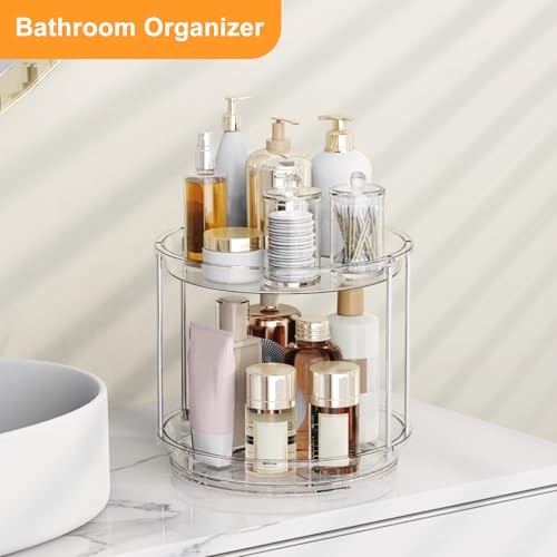 360 Rotating Makeup Organizer – 2 Tier Lazy Susan Turntable Organizer, Clear gallery