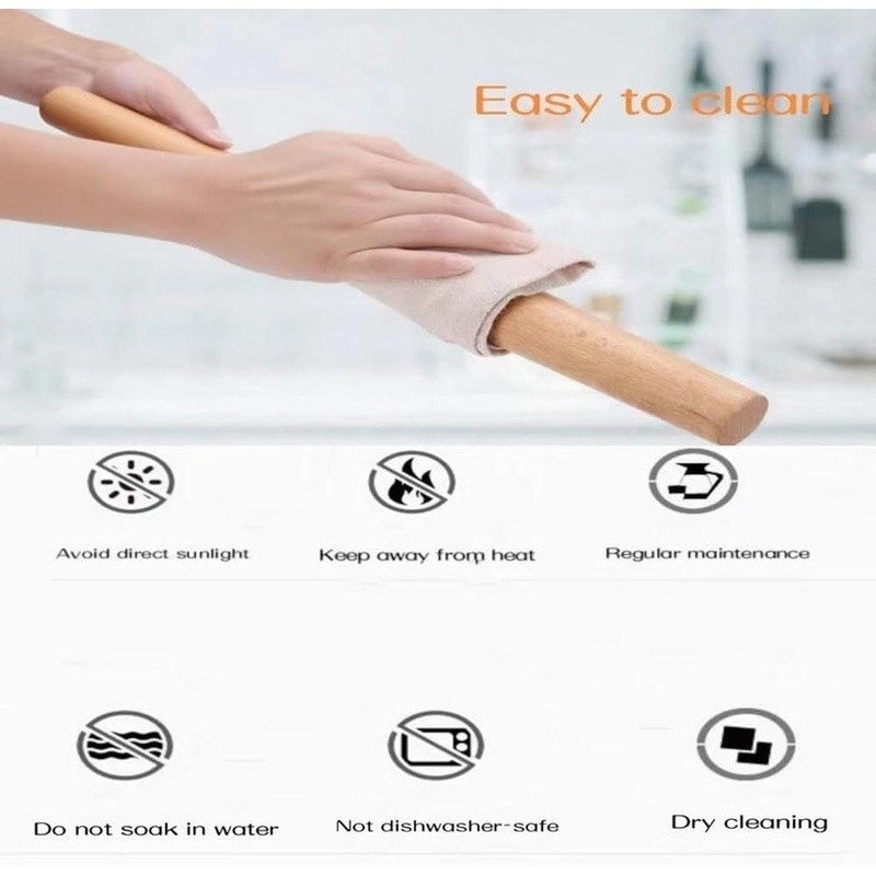 Beechwood Rolling Pin Tapered Design Durable Dough Roller Baking Pastry Cookies gallery