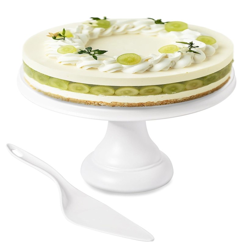 9.6 Inch Bamboo Fiber Cake Stand, Round Cake Holder, Cake Plate with Detachab…