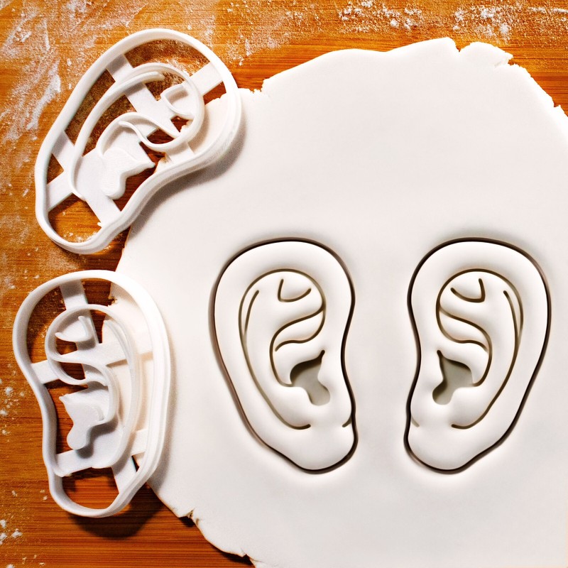 Pair of Anatomical Human Ears Cookie Cutter – Halloween otolaryngology audiology