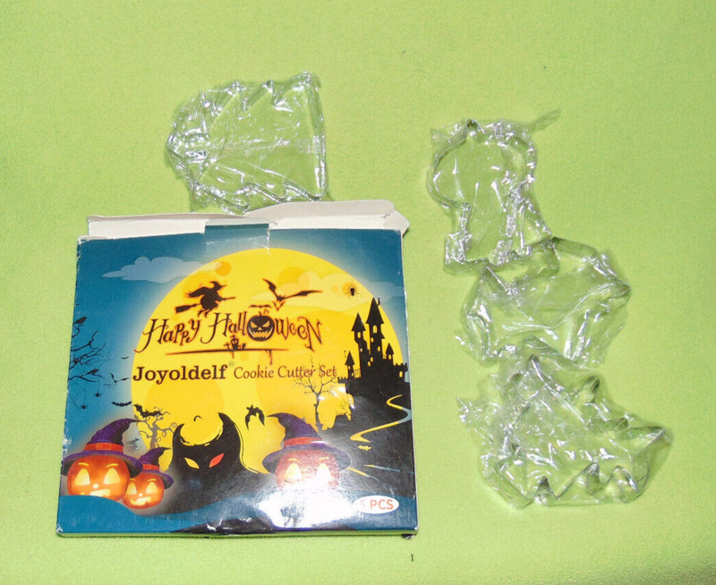 Joyoldelf Halloween Cookie Cutter Set of 5 Ghost Bat Pumpkin Metal New