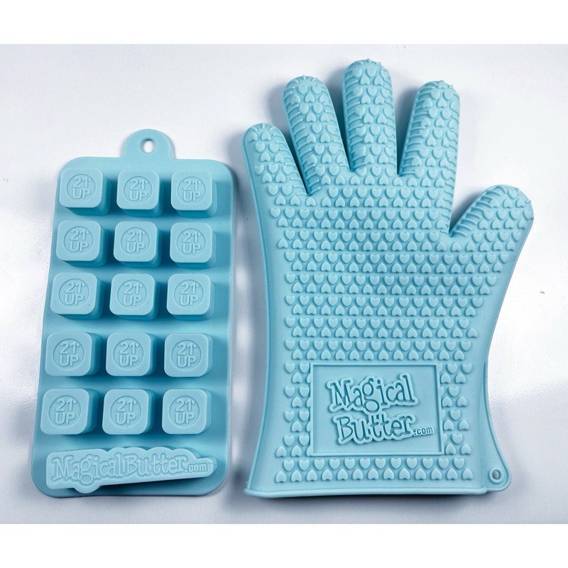 Magical Butter Candy Mold & Glove Silicone 21 Up Light Blue Baking 2 pc Set
