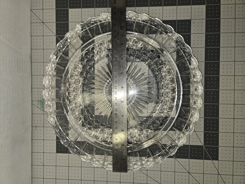Vintage Mcm 1950s Clear Bubble/Flower Design Cake Plate/Stand
