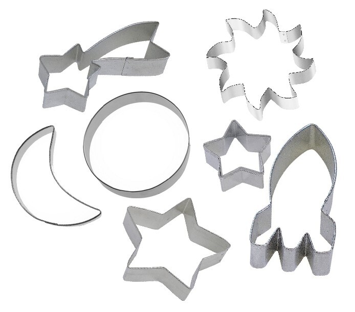 7 Piece Space Cookie Cutter Set Galaxy Solar System Astronomy Metal