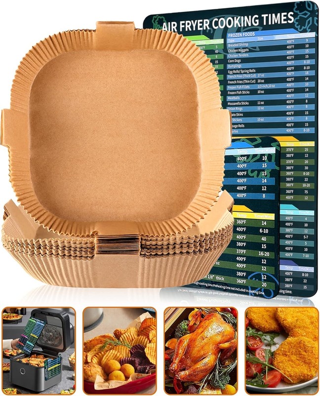 Air Fryer Disposable Paper Liner – 120PCS 6.3Inch Square Non-Sti