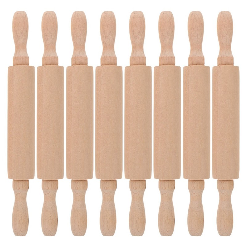 8pcs Rolling Pin for Clay Kids: Mini Dough Rolling Pin – Wooden Pastry Roller