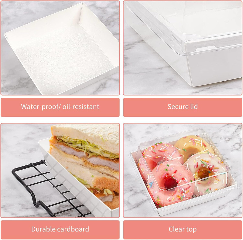 Small Charcuterie Boxes with Clear Lids, to Go Paper Disposable Containers, 5 I gallery