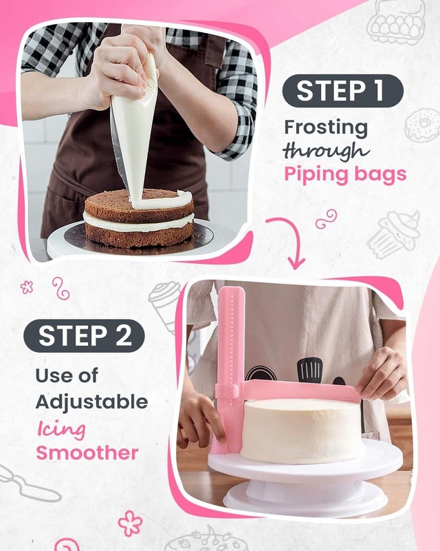 Ultimate Cake Decorating Set: 200PC Kit with Turntable & Comprehensive Guide gallery
