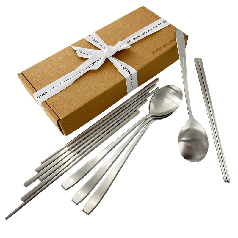 Korean Made Stainless Steel Silver Utensil Flatware Cutlery Korean Chopsticks…