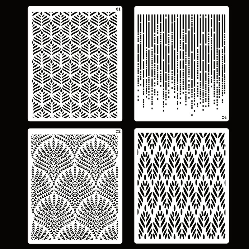 4 Pcs Floral Wedding Cake Stencils – Reusable Buttercream 20.5x25cm, white