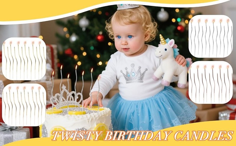 12 Pcs Colorful Spiral Twisty Birthday Candles for Cake – Metallic Thin Long gallery