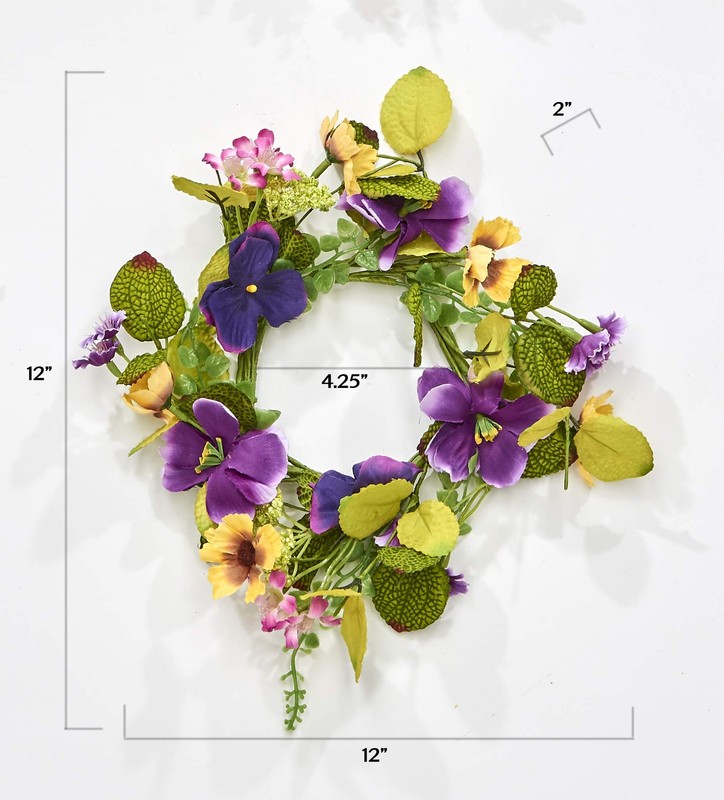 Worth Imports 4.25 Inner Diameter Artificial Purple Pansy Candle Ring Set Of 2 gallery
