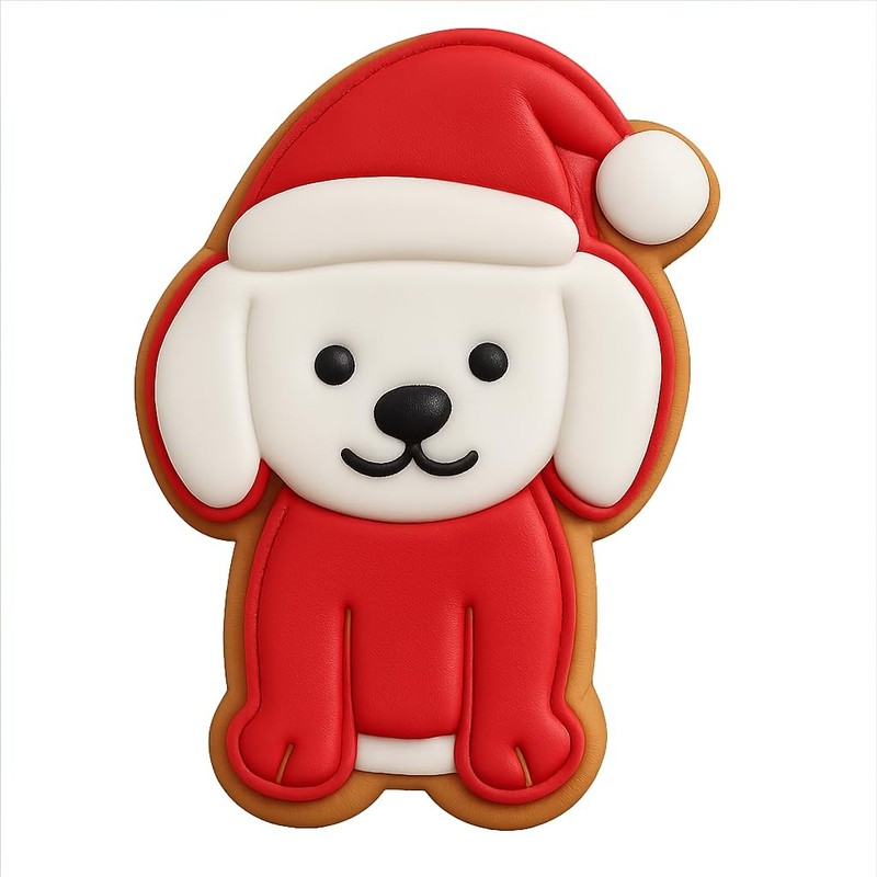 Kawaii Weimaraner with Santa Hat Cookie Cutter & Stamp – 2.7×4 Fun Kitchen Bakin