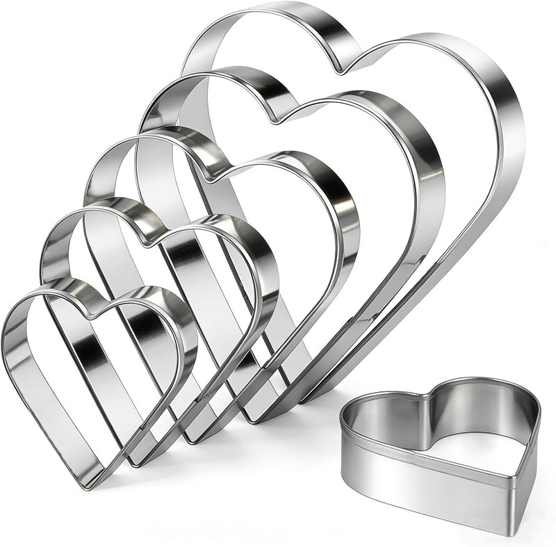 Heart Cookie Cutter Set 5 Pieces Stainless Steel Biscuit Cutters Valentine’s Kit