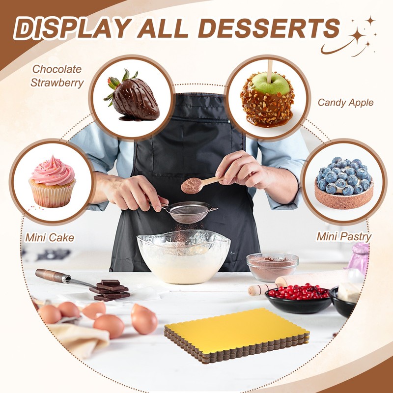 12 Pcs Rectangle Cake Boards, 13.5 x 10 Inch Cake Base Cupcake Cardboard, White gallery