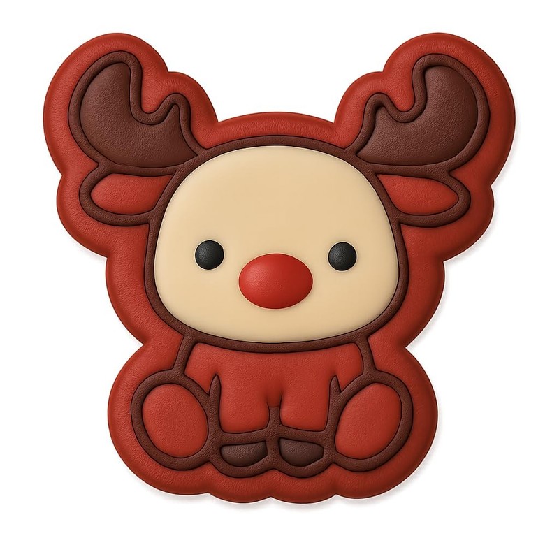 Chibi Moose Sitting Cookie Cutter & Stamp, Fondant, Clay – 4×3.2″