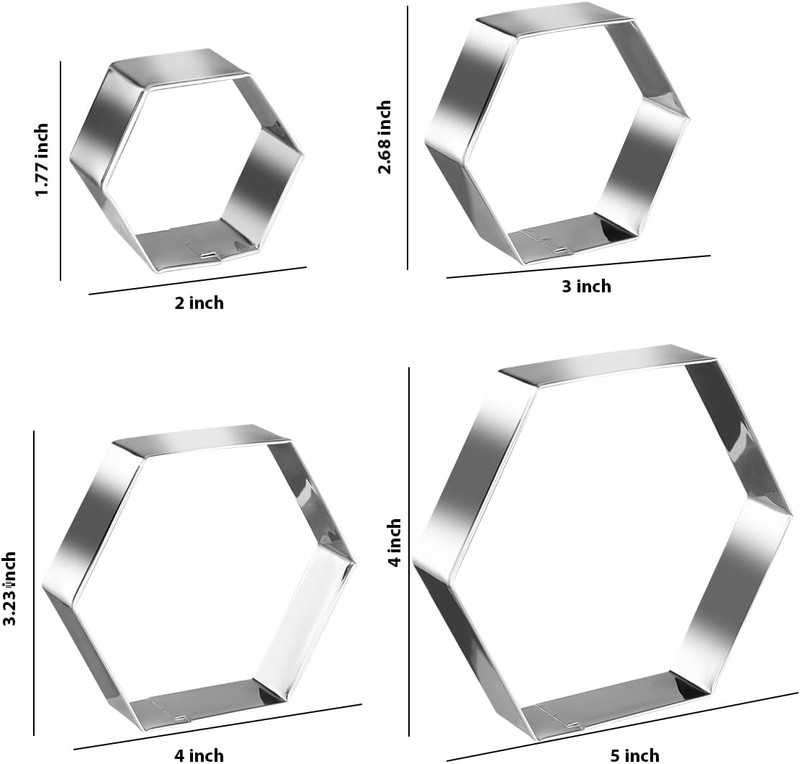Regular Hexagon Cookie Cutter Set Large Stainless Steel Honeycomb Geometric Fram gallery