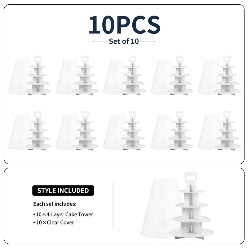 4-Tier Cupcake Stand, 5 Set Cardboard Cupcake Tower with Clear Cover, Dessert... gallery