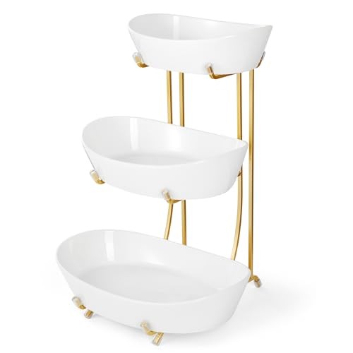 Fruit Bowls for Kitchen Counter, No Assembly Required Fruit Basket 3 Tier Gold gallery