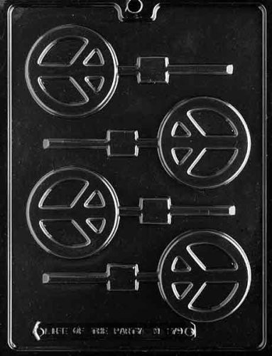 Cybrtrayd Peace Sign Lolly Chocolate Candy Mold with Exclusive Clear
