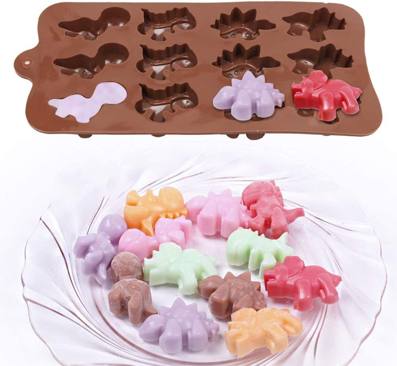 12-Cavity Dinosaur Chocolate Mold, Set of 4PCS Non Stick Silicone Dinosaur Mo... gallery