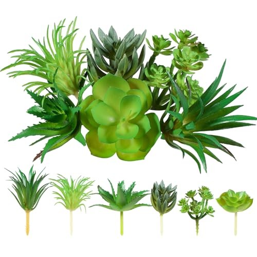 6Pcs Green Succulent Plants Mini Green Succulent Plants Faux Artificial
