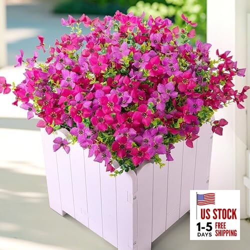 Artificial Faux Plants Flowers Outdoor Spring Summer Purple Red & Lotus