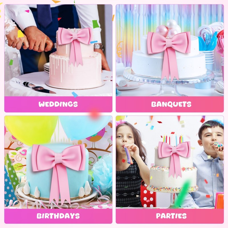 2 Pcs Birthday Decorations Bow Cake Topper Bowknot Cupcake Toppers gallery