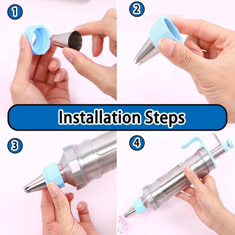 Dessert Decorating Syringe Set, Stainless Steel Frosting Piping Kit with 6 Pi... gallery