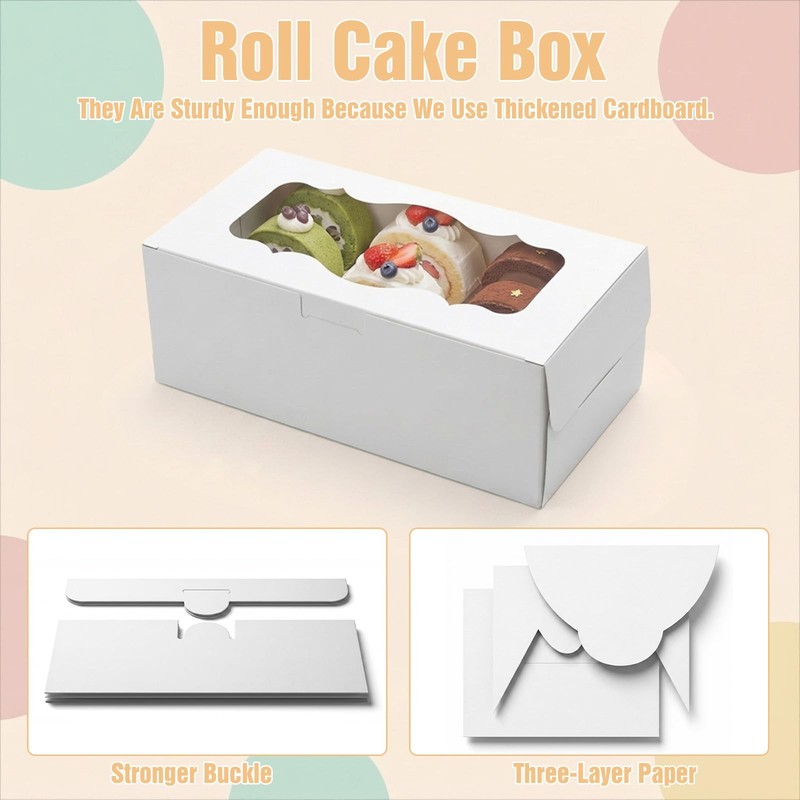 30Pcs White Cookie Boxes with Clear Window, Sturdy Loaf Cake Boxes for Roll C... gallery