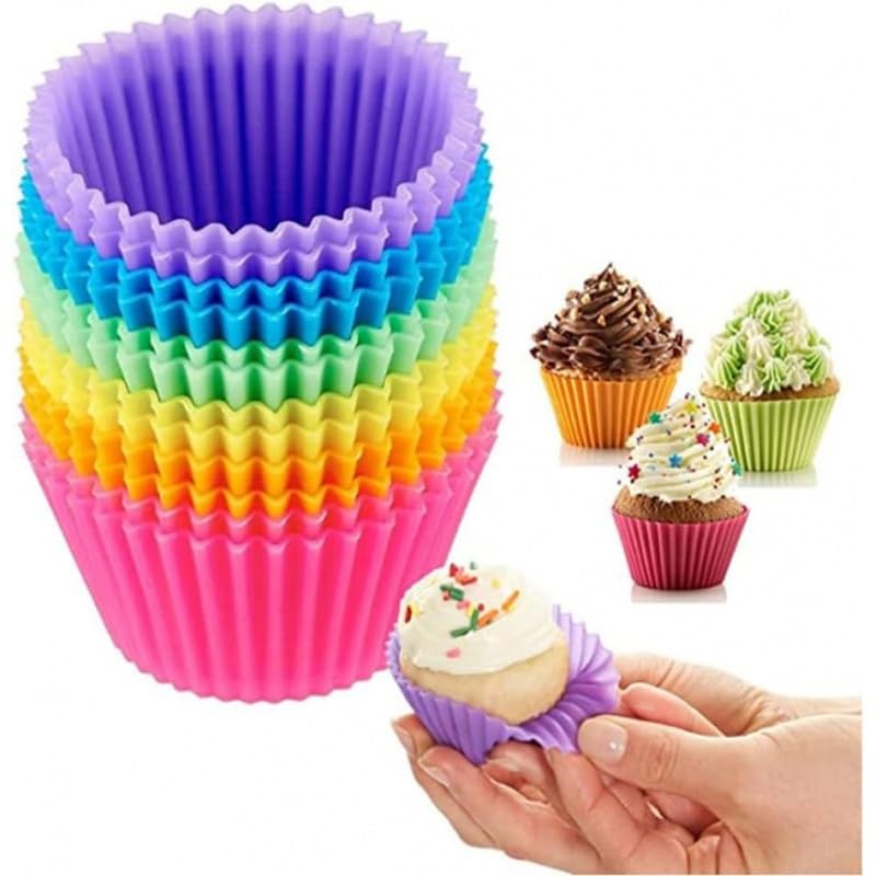 12 PCS Reusable Silicone Cupcake Liners Baking Cups Muffin Mold Dividers