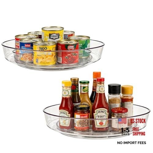 Lazy Susan 10″ Turntable for Spice Organization – 2 Pack