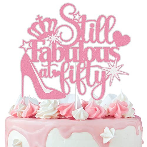Still Fabulous at Fifty Cake Topper Rose Gold Glitter Years Old Happyth 50 gallery