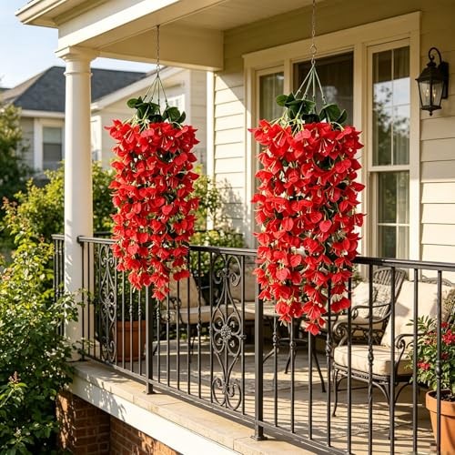 Faux Bougainvillea Artificial Flowers Plants for Outdoor Outside 1pcs Red gallery