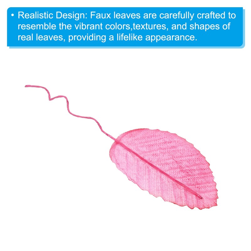 20 Pack Pink Artificial Leaves with Stems Fake Leaves Silk Faux Leaf gallery