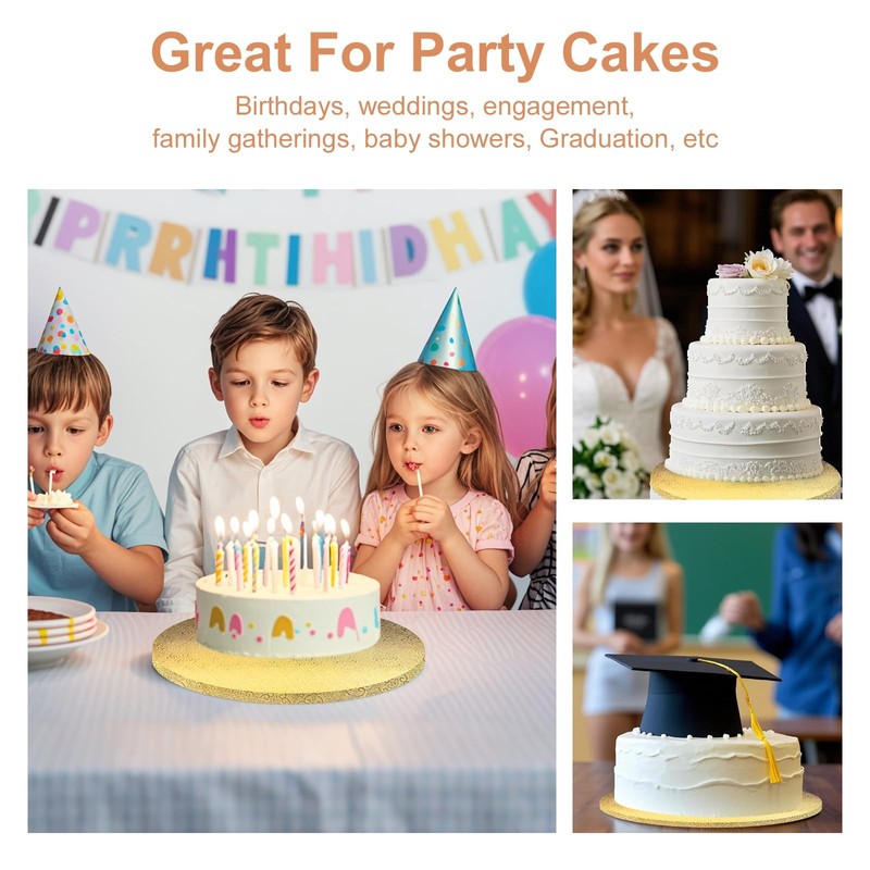 Gold 10 Inch FoodGrade Cardboard Cake Board Drum Round Base 10 Pack gallery