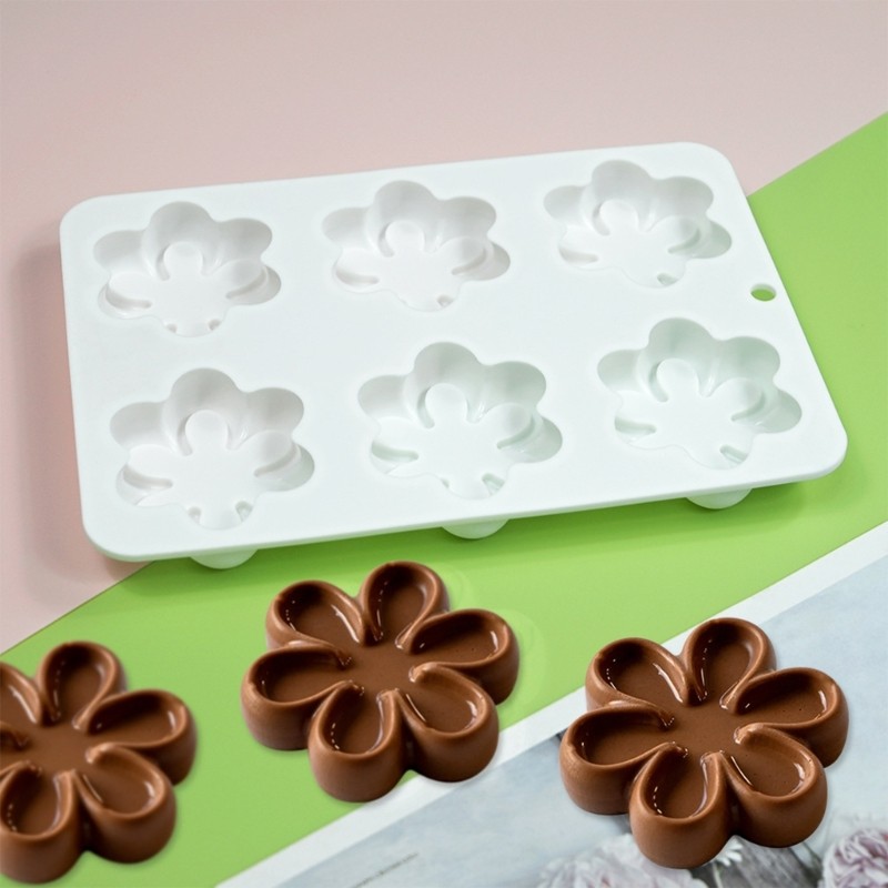 6-cavity Six Petals Flower Silicone Mold for DIY Mousse Cake Jelly Puddings gallery