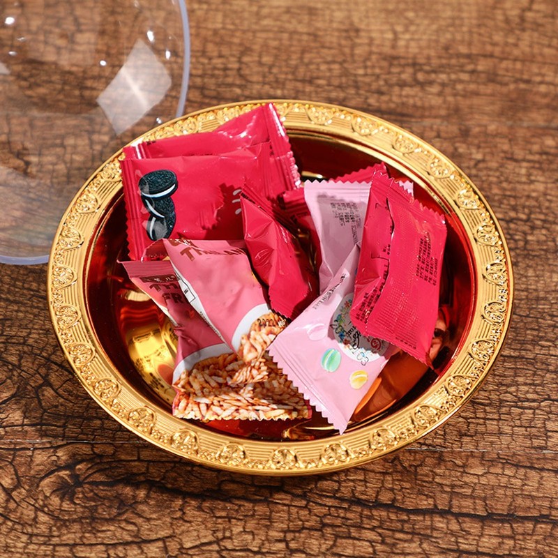 Metal Ramadan Tray with Clear Dome Lid Mini Cake Candy Tray JQ gallery