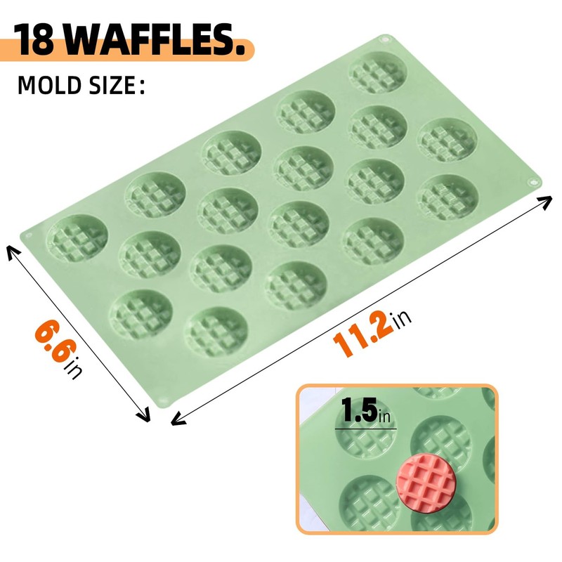 2pcs Silicone Wax Melt Molds, 18 Cavities Mini Eggo Waffle Mold for Cookie, C... gallery