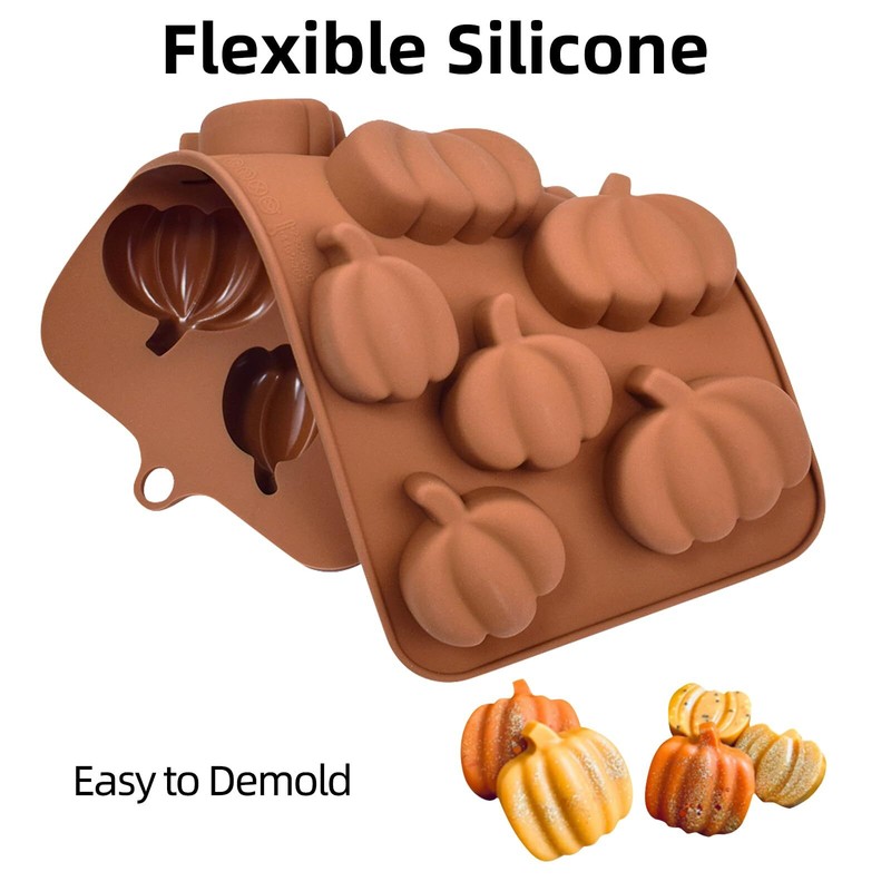 Fall Chocolate Molds 4 Pieces Silicone Pumpkin Candy Mold Maple Leaf Shaped F... gallery