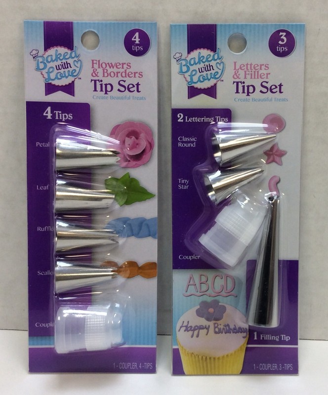 Baked With Love Flowers & Borders, Letters & Filler, 7 Tips, Free Shipping