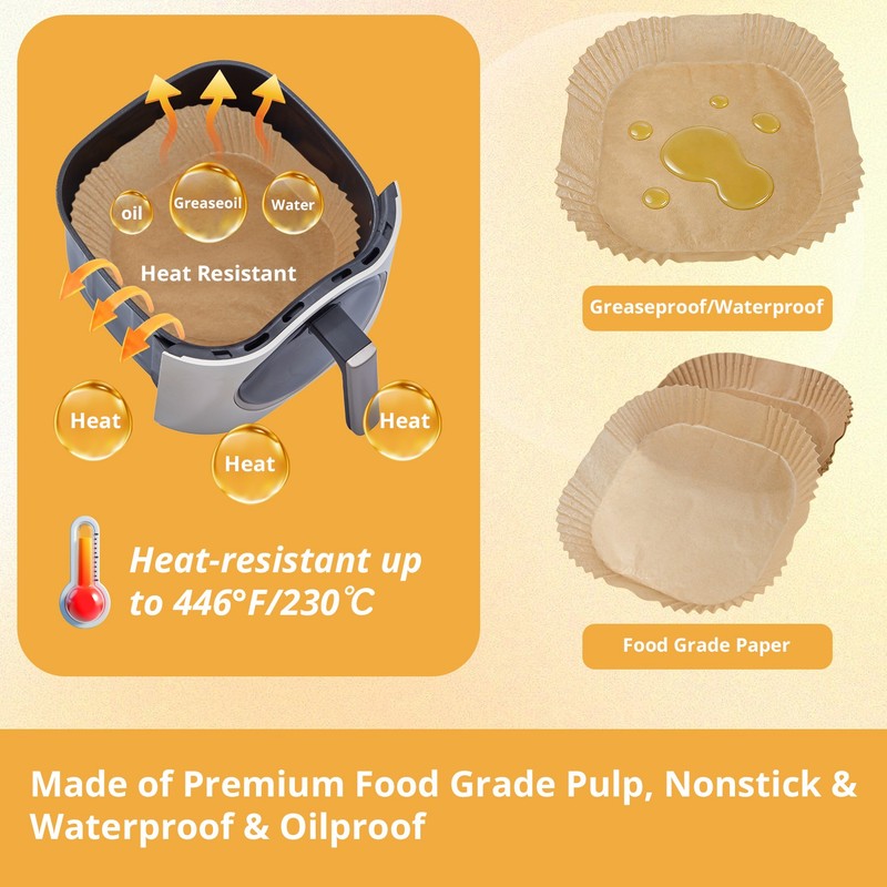 100PCS Air Fryer Disposable Paper Liner Non-stick Parchment Oil-proof Liners gallery