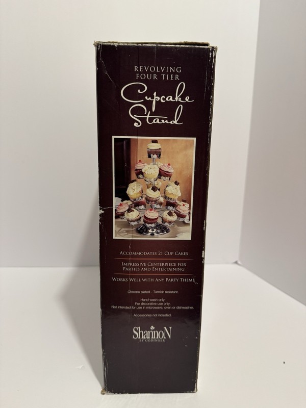 Shannon By Godinger Revolving Four Tier Chrome Cupcake Stand Vintage gallery