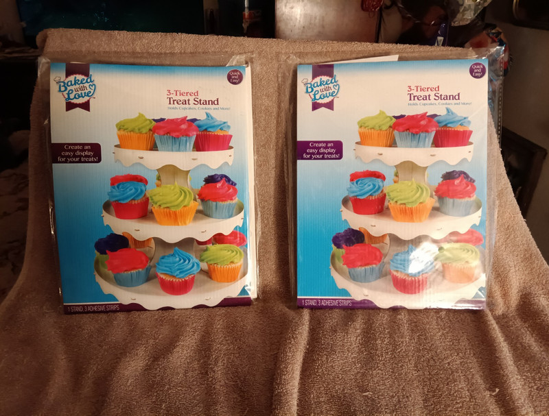 Baked with Love 3-Tier Round White Cardboard Cupcake Stand, Disassembles, Matte