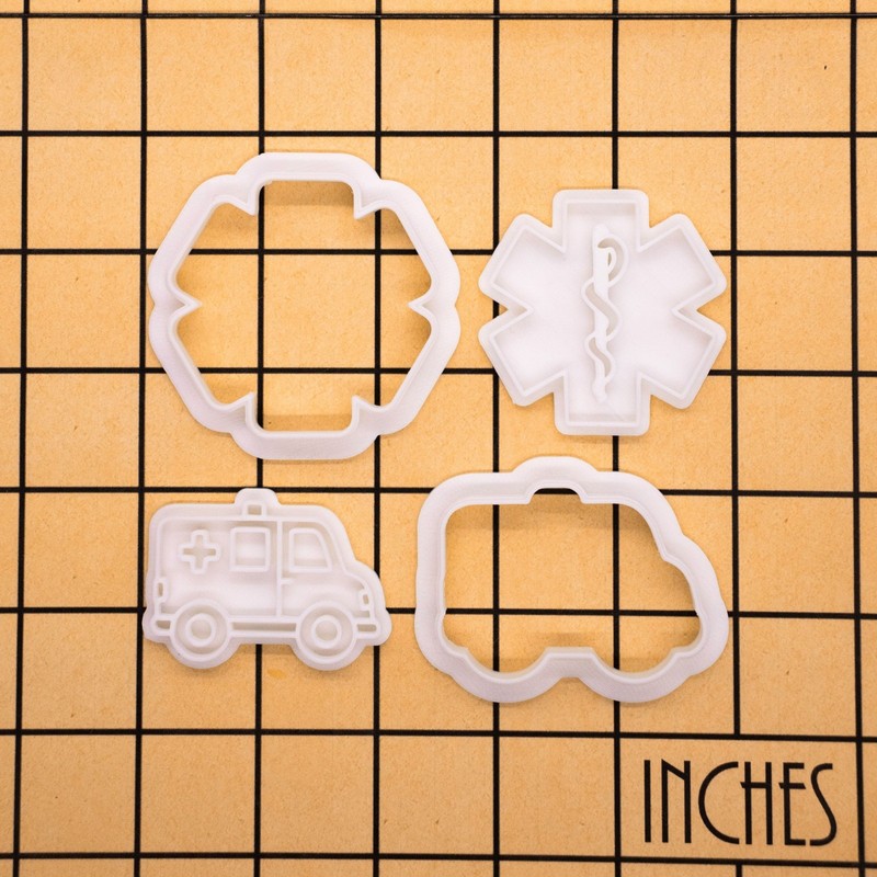 First Responders - Mini Cookie Cutter & Stamp Set - EMS & Ambulance paramedics gallery
