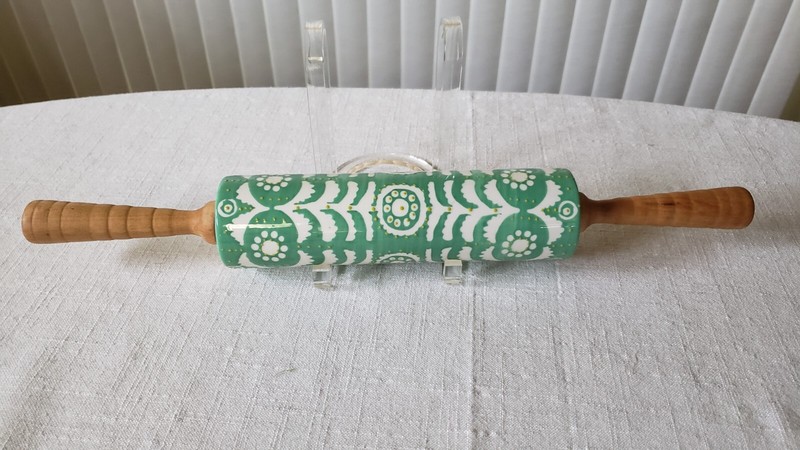 Anthropologie Brentanella Rolling Pin Wooden Handles Exec Condition Hand Painted