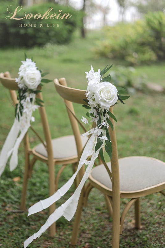 Lookein Set Of 8 Pew Flowers For Wedding Ceremony Chair Decorations Bench gallery