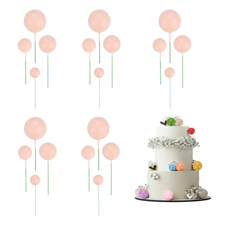 20Pcs Foam Balloons, Cupcake Insert Cake Toppers Cakes Decoration, Matte Pink